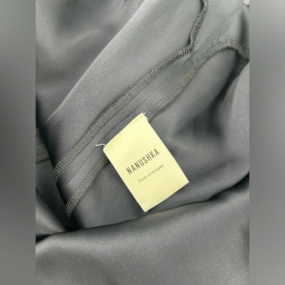 Nanushka Shanti Knot Detail Satin Midi Dress Sleeveless Wrap Navy Blue Size S - Picture 9 of 14